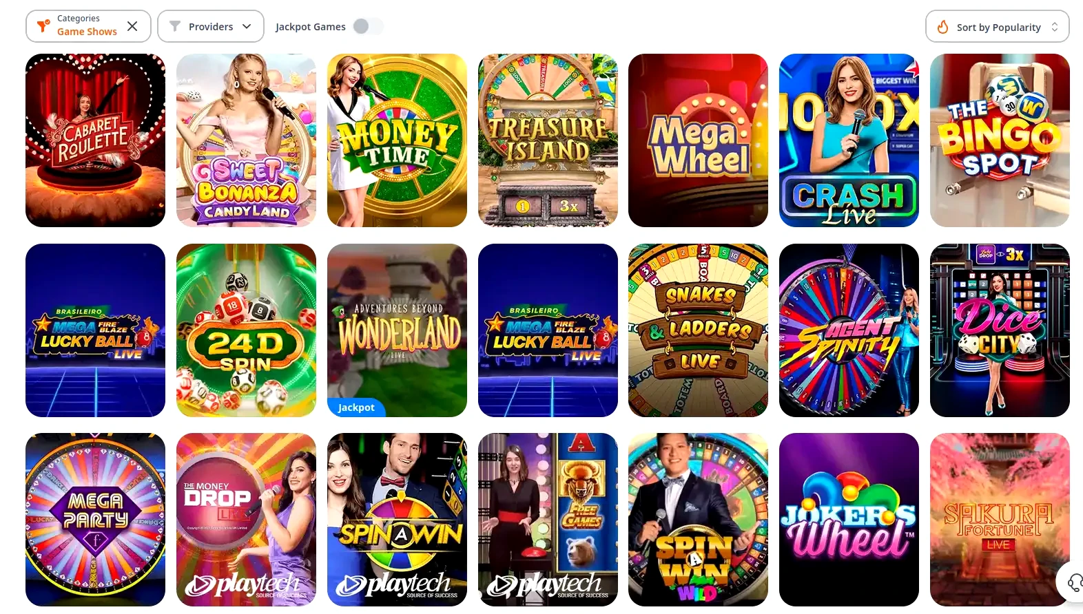 Gami Casino spellobby efter inloggning med slots och live casino